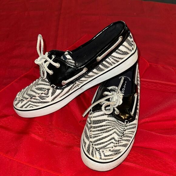 Sperry Black and White Sequin Sneakers with Eye-Catching Zebra Design Size 8.5 - Picture 12 of 12
